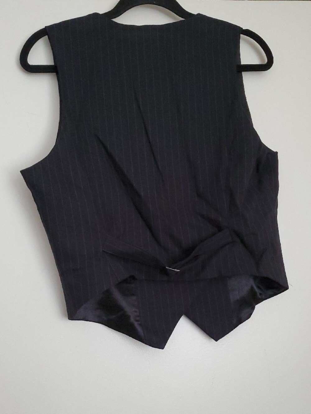 Social Collision Black Pinstripe Double-Breasted Girls Satin-Lapel Vest - Picture 9 of 14